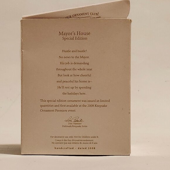 2008 Hallmark Keepsake Mayor's House Special Edition Christmas Ornament Limited - Picture 4 of 11